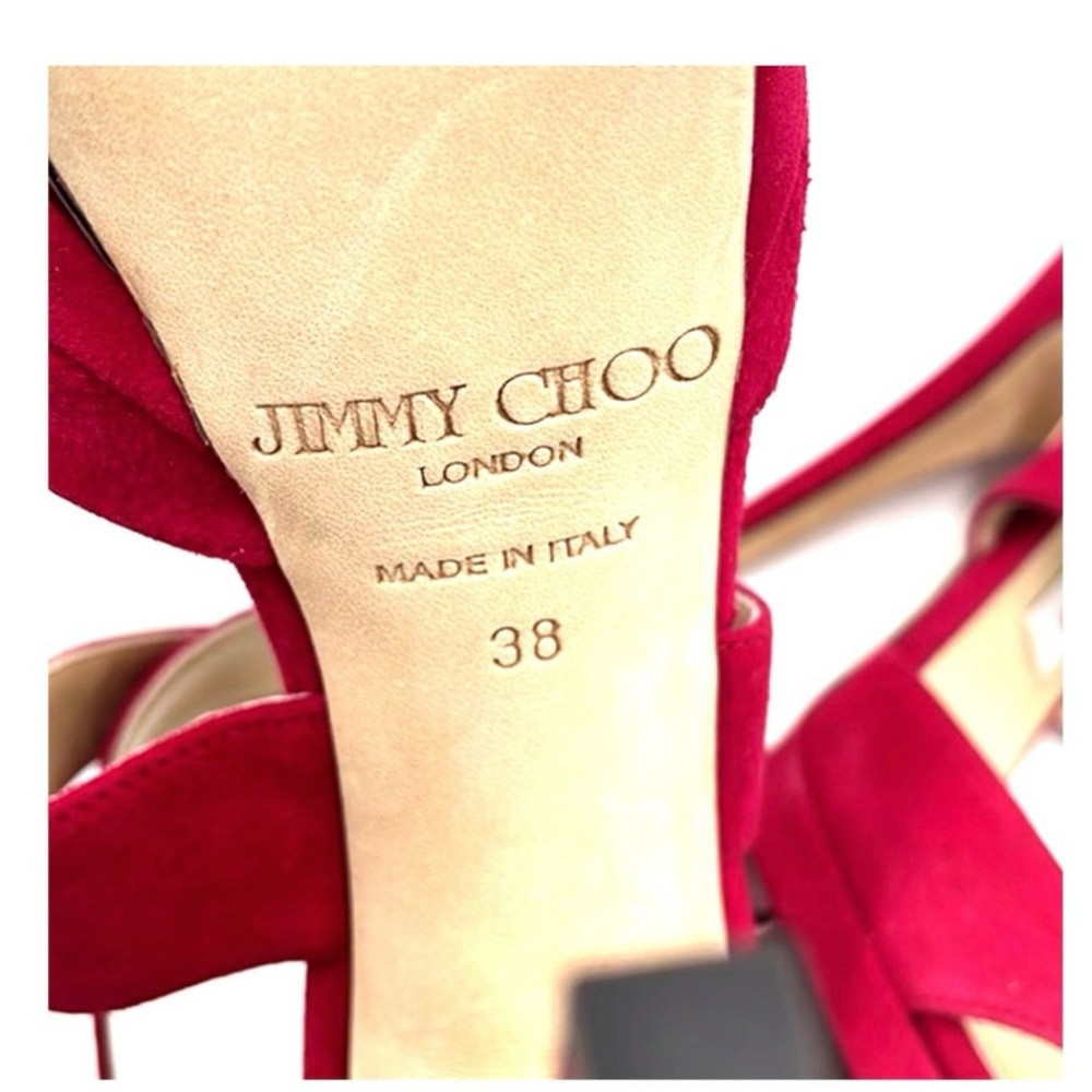 Jimmy Choo Raspberry Suede Platform Sandal - Picture 2 of 4
